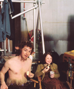 mspevensie:  James McAvoy and Georgie Henley on the set of The