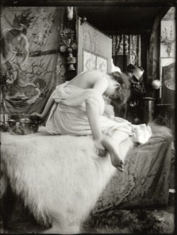 Model posing in Mucha’s studio, Rue du Val de Grâce, Paris (c.1901)