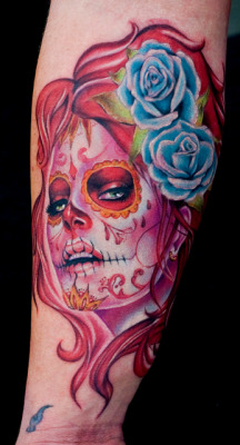 cecilporterstudios:  day of dead girl tattoo done at san fran