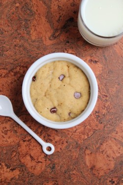dragonsateyourtoast:   Deep-Dish Chocolate Chip Cookie for One  Ingredients (1 serving): 1 Tbsp unsalted butter, at room temperature &frac12; Tbsp unrefined granulated sugar, such as evaporated cane juice &frac12; Tbsp packed light brown sugar 1 Tbsp