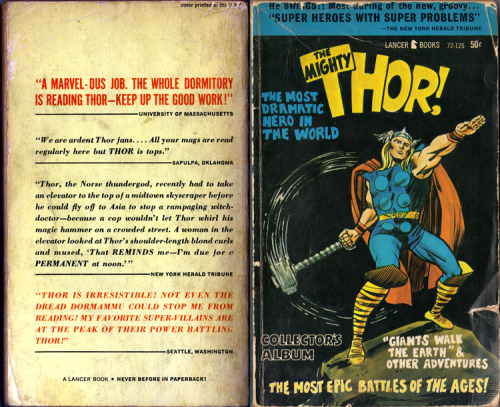 The Mighty Thor!: Collector’s Album, Earth-shaking script by Stan Lee, Breath-taking illustration by Jack Kirby. A Lancer Book, 1966. Bought from a charity shop, Nottingham.