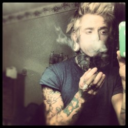 imrobby:  My hair is dreading itself #hair #ink #dreads #blonde