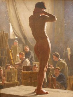 thisblueboy:  Laurtiz Tuxen, Male Nude in the Studio of Bonnat,