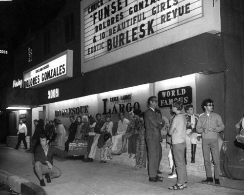 zombienormal:   Vintage photo of Chuck Landis’ LARGO nightclub on Sunset Boulevard in L.A.  The nightclub was being used in the 1969 film entitled: “Marlowe”, starring James Garner.. With Rita Moreno playing a stripper named: “Dolores