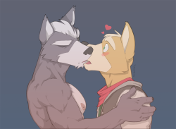 yaoi4nerds:  Fox x Wolf  from Star Fox drawn by superslickslasher