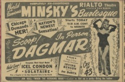 burlyqnell:   Dagmar   (aka. Virginia Blair)  Vintage newspaper