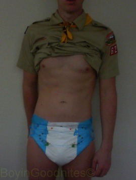 diaperedtwink19:  boyingoodnites:  Some more photos of myself wearing a diaper under my boy scouts uniform click on the small images for full photo ;)  These are photos of myself Follow me on my new blog diaperedtwink19 