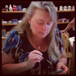 Jill focused on her painting! (Taken with Instagram)