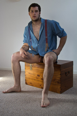 furrealmen:  Sexy in suspenders 