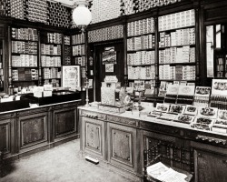 A nice view of the interior of a cigar shop in 1900. All the