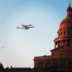 crazycade:  instagram:  Space Shuttle Endeavour Flies from Texas