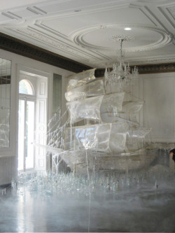 rosettes:  Ice ship sculpture created by set designer and art
