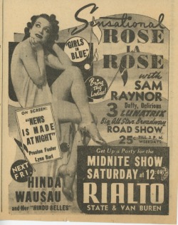 burlyqnell:    Rose La Rose Vintage newspaper promo ad for