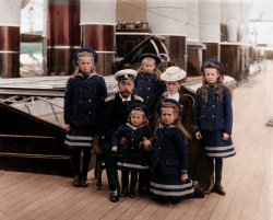   Coloured black and white photo of the Russian royal family