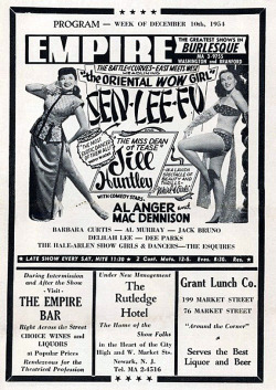 December 1954 program ad for the ‘EMPIRE Burlesque Theatre’,