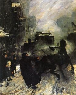 the-paintrist:artmastered:  George Bellows, Steaming Streets,