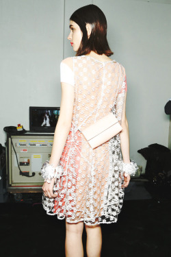 Kel Markey backstage Missoni Spring 2013