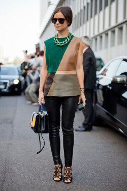 ivsmanifiesto:  Miroslava Duma keeps leather leggings September-ready