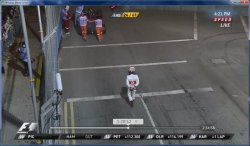Not the best way to finish a Formula 1 race. Â Hamilton out.