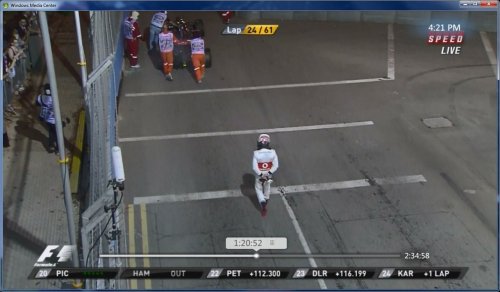 Not the best way to finish a Formula 1 race. Â Hamilton out.