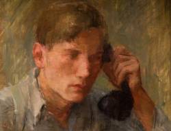 blastedheath:  Lawrence Gowing (English, 1918-1991), On the Phone. Oil