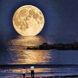 Moon over Greece. #moon #ocean #nighttime #beach #dope #big #instaphoto