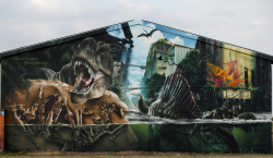 ianbrooks:  The Jurassic Park Wall by MadC MadC’s epic mural