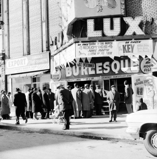 atsbyvermouth: Vintage 60’s-era photo featuring the ‘LUX Theatre’ on College Street, in downtown Toronto..