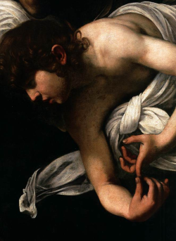 artemisdreaming:  The Inspiration of Saint Matthew detail, 1602