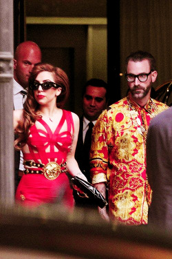 ladyxgaga:  Gaga and DJ White Shadow in Milan, Italy. 