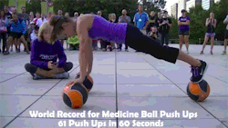 tonedgoals:  fitnessgifs4u:  World Record for Medicine Ball Push-ups