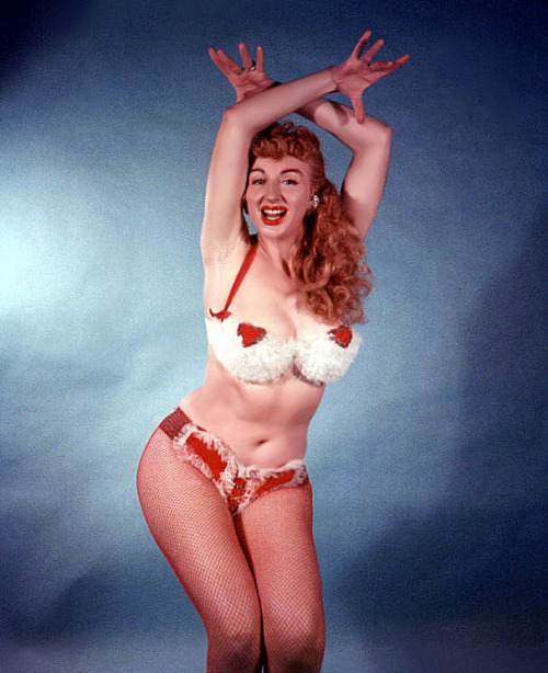 burleskateer:    Lynne O’Neill models yet another of her unique self-made dance costumes..  HAPPY VALENTINE’S DAY!!   