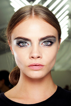 Cara backstage at Chanel Spring Summer 2013