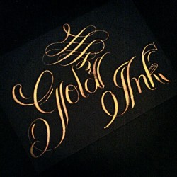 calligraphybyjennifer:  Gold ink Calligraphy for a luxurious