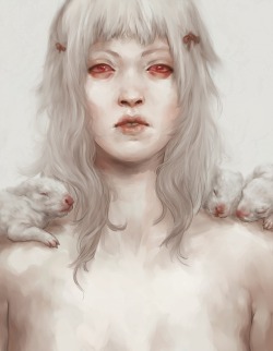 melhoneycat:  A Girl And Bunnies by Riptide Johnson | leaunoire