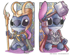 pretty-zombie-girl:  Thor Stitch and Loki Stitch by *AgnesGarbowska