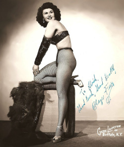       Blaze Fury   (aka. Lucia Parks) Vintage 50’s-era promo photo personalized: “To Hirsh &ndash; Good Luck, Good Health, — Blaze Fury ”.. More pics of Blaze can be found here..      