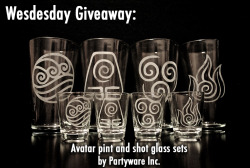 thedrunkenmoogle:  Wednesday Giveaway: 1 Set of Avatar Pint Glasses