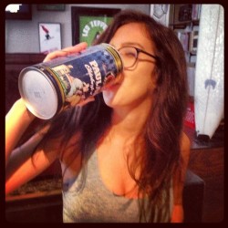 This is a whole liter of beer! The can is bigger than my face. (Taken with Instagram)