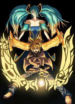 theriotleague:  Ezreal and Sona by *Artsed