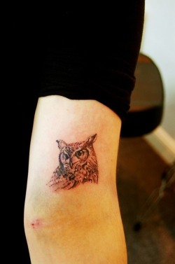 fuckyeahtattoos:  My owl <3  Done by Damien at Blue Dragon