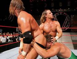 Is that Jack Swagger’s face being shoved into Triple H’s