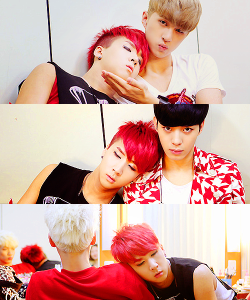 mnseok:  Ravi using his members as a place to nap (◡‿◡✿)