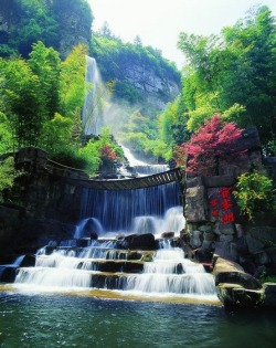 bluepueblo:  Footbridge Waterfall, Zhangjiajie, Hunan, China