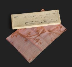 vivelareine:  A fragment of pink silk allegedly from a dress