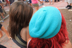 cr4zy-glue:  the red hair & blue beanie look perf together