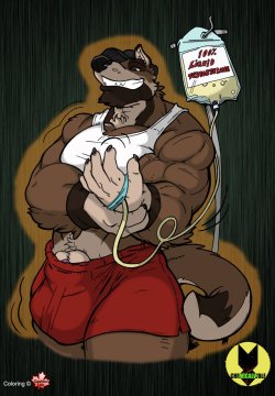 This is a pic ChemicalWolf drew of himself beefing up in a hurry,