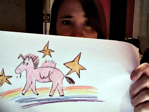 here’s my retarded unicorn walking on a retarded rainbow surrounded by some retarded stars.and no. I didn’t even try to make it look pretty at all. 