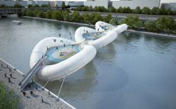 gryblogs:  rhamphotheca:  Um… In Paris, An Inflatable Trampoline