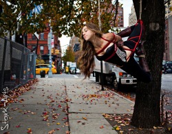 stark-arts:  Bound on the streets of NYC and suspended from a